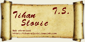 Tihan Slović vizit kartica